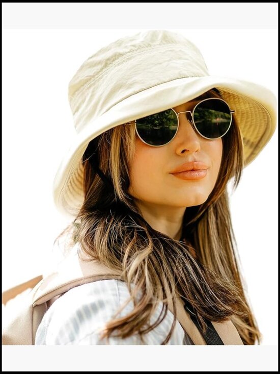 Wide Brim Bucket Sun Hat with Ponytail Hole UPF 50 Packable Travel main image 4